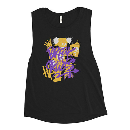 [ID: 271-G282] Break the Rules Graffiti - Spray Paint Women's Muscle Tank