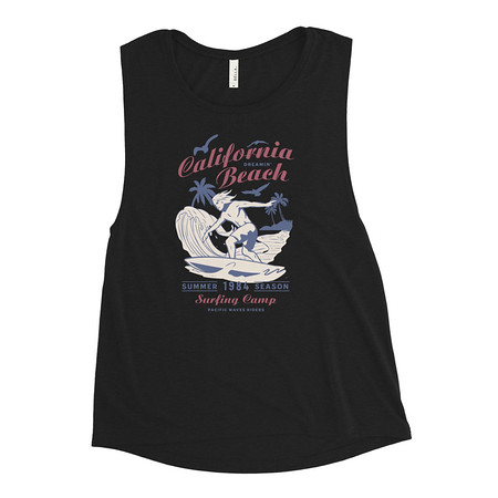 [ID: 271-G313] California Beach Surfing Women's Muscle Tank
