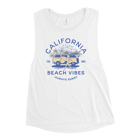 [ID: 271-G314] California Beach Vibes - Retro Camper Van Women's Muscle Tank