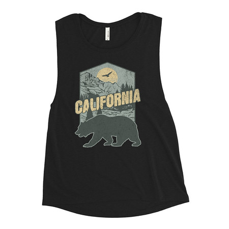 [ID: 271-G315] California Bear - Outdoors Wilderness Camping Hiking Women's Muscle Tank