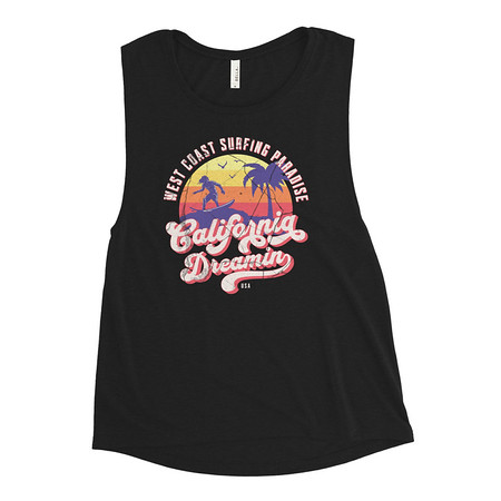 [ID: 271-G316] California Dreamin - Beach & Surf Women's Muscle Tank