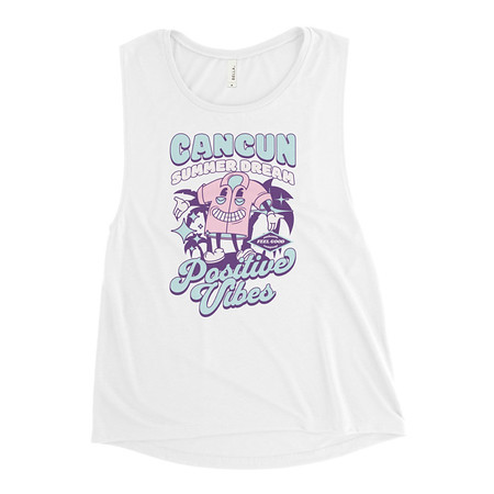 [ID: 271-G330] Cancun Positive Vibes Women's Muscle Tank