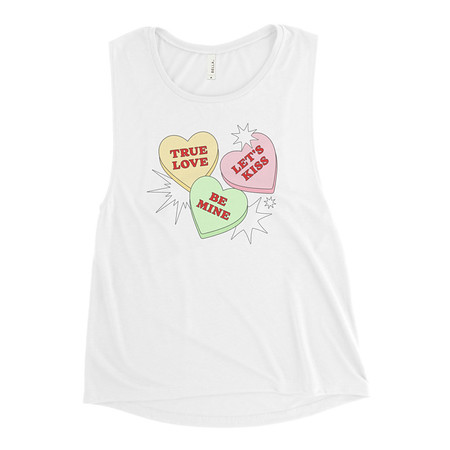[ID: 271-G331] Candy Hearts - Valentine's Day Women's Muscle Tank