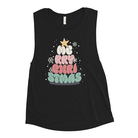 [ID: 271-G334] Cartoony Christmas Tree Women's Muscle Tank