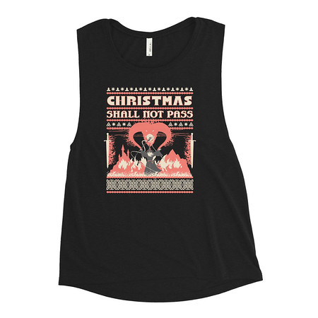 [ID: 271-G375] Christmas Shall Not Pass - Flaming Wizard Women's Muscle Tank