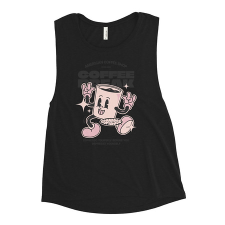 [ID: 271-G395] Coffee Break Mascot Women's Muscle Tank