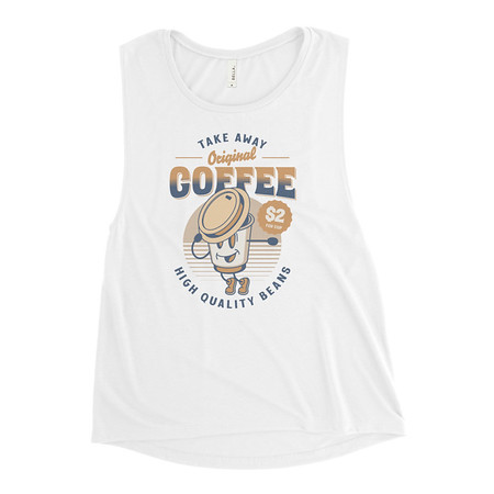 [ID: 271-G398] Coffee Cup - Comics Mascot Women's Muscle Tank