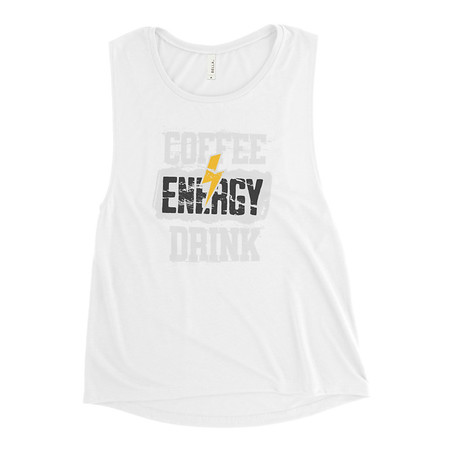 [ID: 271-G400] Coffee Energy Drink - Grunge Bolt Women's Muscle Tank