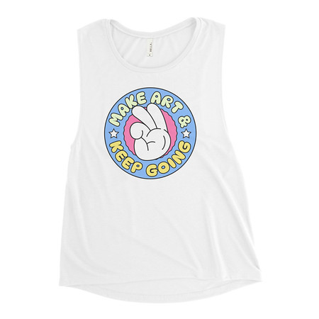 [ID: 271-G408] Colorful Fun Retro Style Badge Women's Muscle Tank