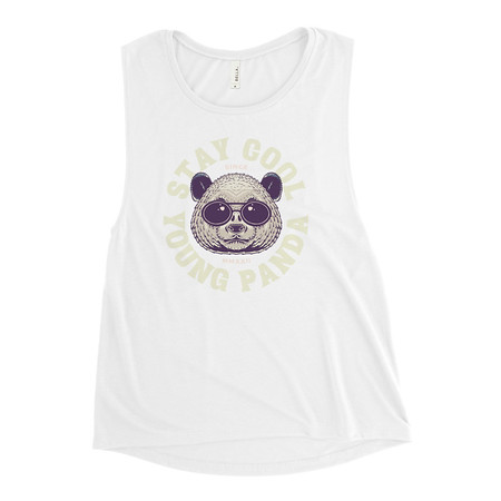 [ID: 271-G416] Cool Panda with Sunglasses -  Women's Muscle Tank