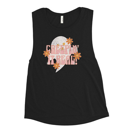 [ID: 271-G436] Creepin' It Real - Halloween Women's Muscle Tank