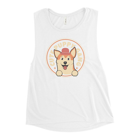 [ID: 271-G453] Cute Puppy Gang - Corgi Women's Muscle Tank