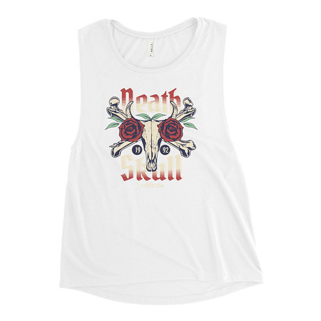 [ID: 271-G482] Death Skull - Flower Women's Muscle Tank