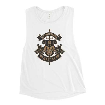 [ID: 271-G484] Defend us in battle - Knight with sword Women's Muscle Tank