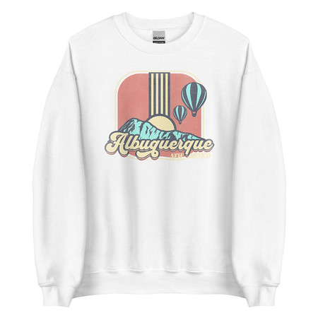 [ID: 145-G36] Albuquerque - Retro Hot Air Baloon Unisex Crew Neck Sweatshirt