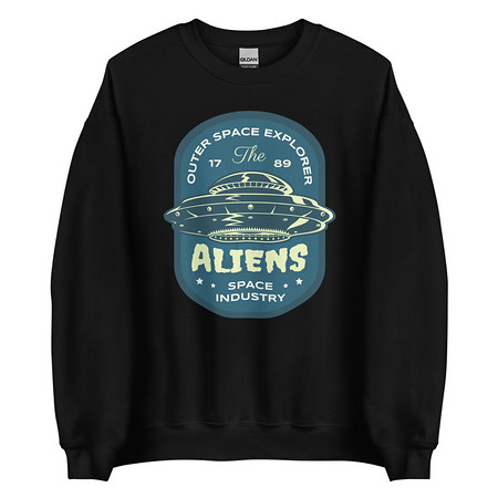 [ID: 145-G40] Aliens Outer Space Explorer - UFO Unisex Crew Neck Sweatshirt