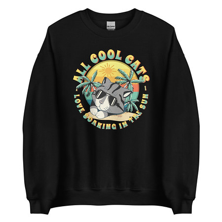 [ID: 145-G43] All Cool Cats - Sunset Beach Unisex Crew Neck Sweatshirt