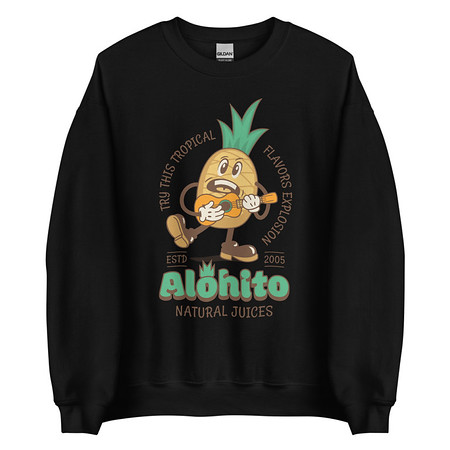 [ID: 145-G54] Alohito Natural Juices - Pineapple Mascot Unisex Crew Neck Sweatshirt