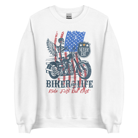 [ID: 145-G65] American Biker for Life Unisex Crew Neck Sweatshirt