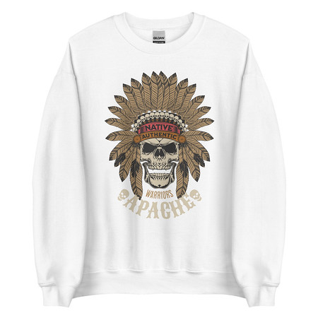 [ID: 145-G94] Apache Warriors - Indian Skull Unisex Crew Neck Sweatshirt