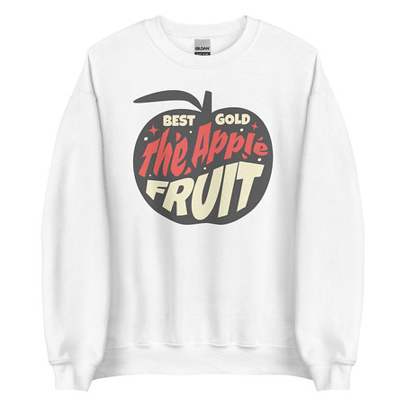 [ID: 145-G97] Apple Fruit - Typographic Lettering Unisex Crew Neck Sweatshirt
