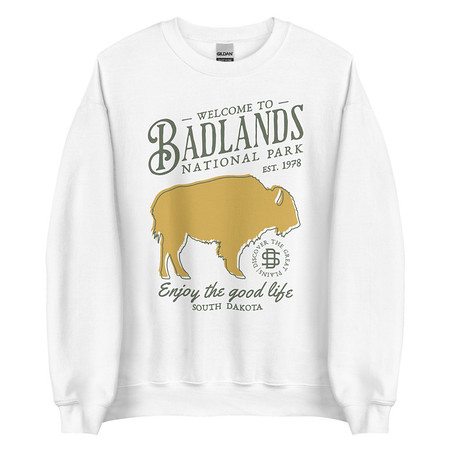 [ID: 145-G131] Badlands National Park - Bison Unisex Crew Neck Sweatshirt