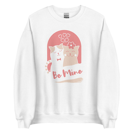 [ID: 145-G157] Be Mine - Cute Cat Couple Unisex Crew Neck Sweatshirt