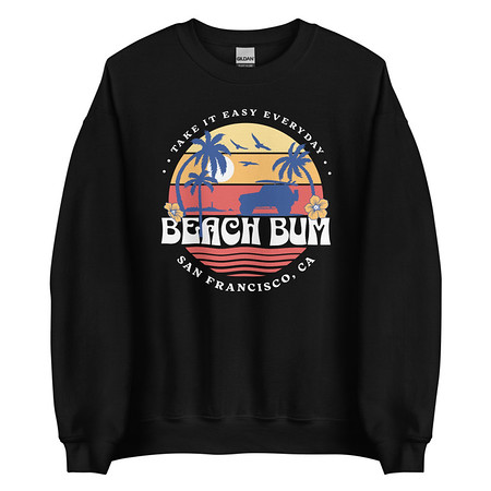 [ID: 145-G164] Beach Bum - Sunset Surfing Unisex Crew Neck Sweatshirt