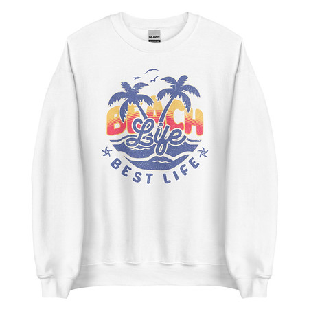 [ID: 145-G168] Beach Life Best Life Unisex Crew Neck Sweatshirt