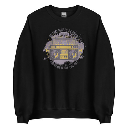 [ID: 145-G253] Boombox Music Player - Retro Unisex Crew Neck Sweatshirt