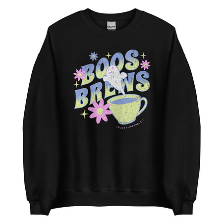 [ID: 145-G254] Boos + Brews - Halloween Unisex Crew Neck Sweatshirt