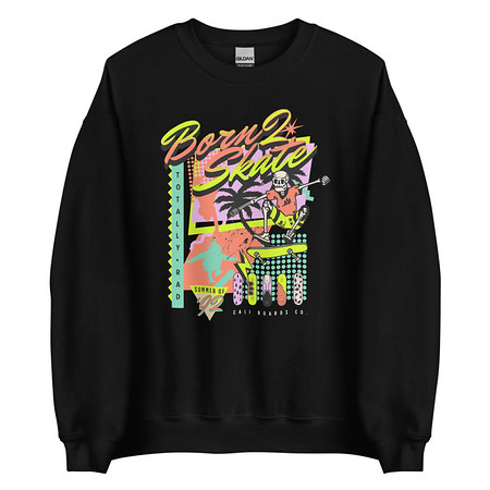 [ID: 145-G256] Born 2 Skate - Retro Skeleton Unisex Crew Neck Sweatshirt