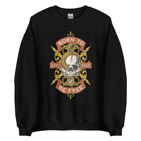 [ID: 145-G259] Born To Be Free - Skull Unisex Crew Neck Sweatshirt