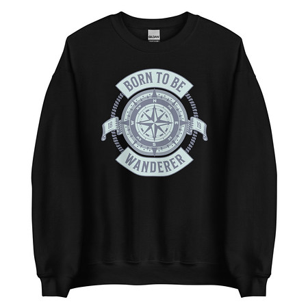 [ID: 145-G261] Born to be Wanderer - Compass Unisex Crew Neck Sweatshirt