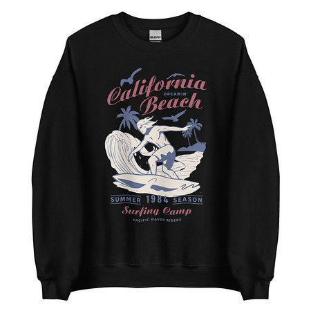 [ID: 145-G313] California Beach Surfing Unisex Crew Neck Sweatshirt