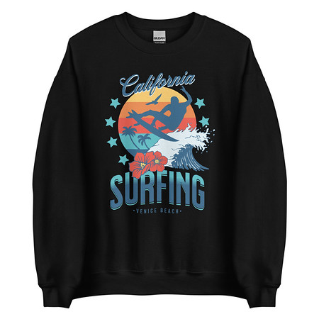 [ID: 145-G318] California Surfing - Palm Beach Unisex Crew Neck Sweatshirt