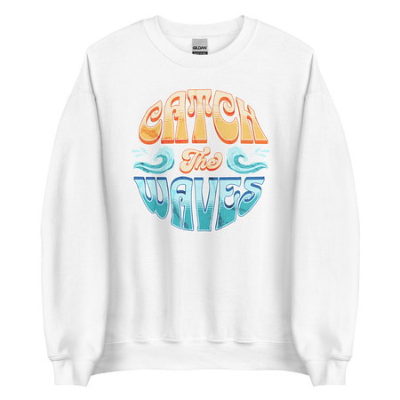 [ID: 145-G343] Catch the Waves - Beach Vibe Unisex Crew Neck Sweatshirt
