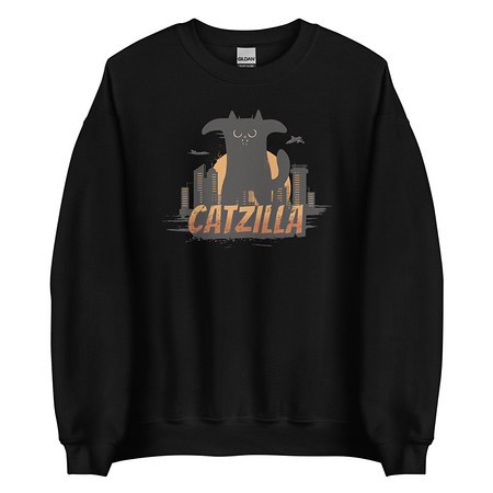 [ID: 145-G350] Catzilla - Funny Comic Animal Unisex Crew Neck Sweatshirt