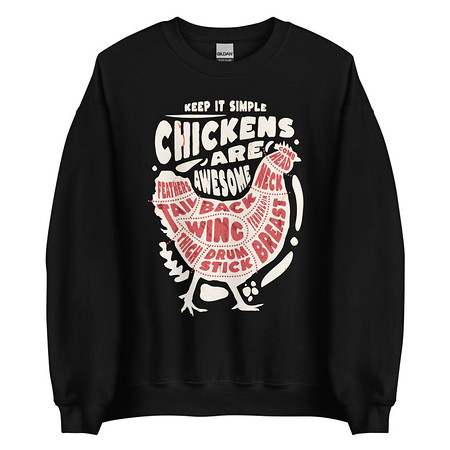 [ID: 145-G365] Chickens Are Awesome - Butcher Cuts Unisex Crew Neck Sweatshirt