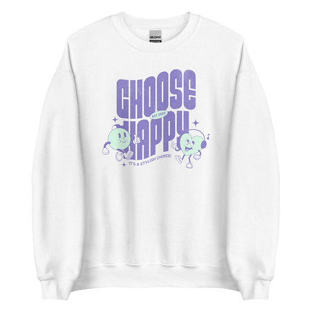 [ID: 145-G369] Choose Happy (2) Unisex Crew Neck Sweatshirt