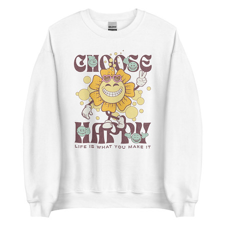 [ID: 145-G371] Choose Happy Unisex Crew Neck Sweatshirt