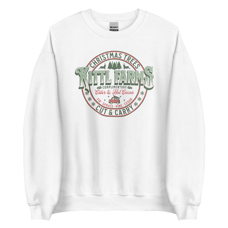 [ID: 145-G376] Christmas Tree Farm - Vintage Holiday Badge Unisex Crew Neck Sweatshirt