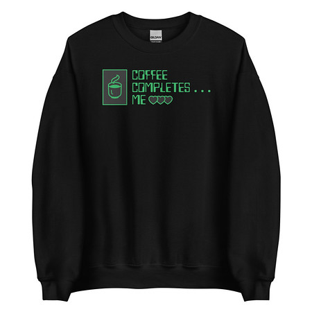 [ID: 145-G397] Coffee Completes Me - Neon Heart Unisex Crew Neck Sweatshirt