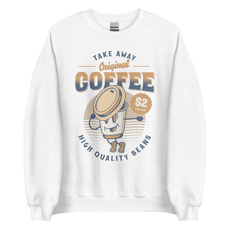 [ID: 145-G398] Coffee Cup - Comics Mascot Unisex Crew Neck Sweatshirt