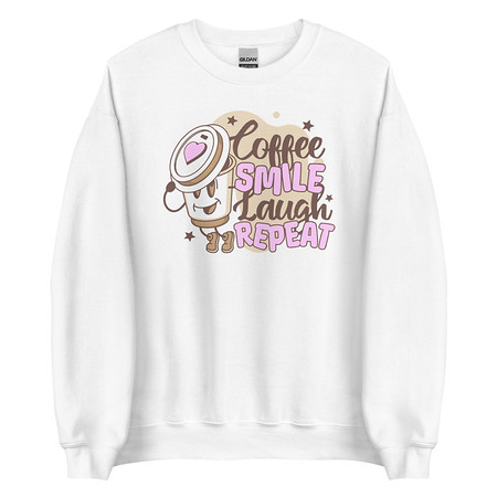 [ID: 145-G402] Coffee is Happiness - Retro Cartoon Mascot Unisex Crew Neck Sweatshirt