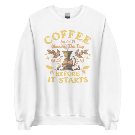 [ID: 145-G405] Coffee, The art of Winning The Day Unisex Crew Neck Sweatshirt