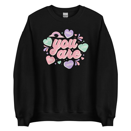 [ID: 145-G411] Colorful Self Love Affirmation - Heart Unisex Crew Neck Sweatshirt