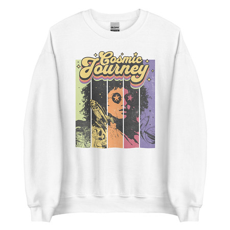 [ID: 145-G422] Cosmic Journey Rainbow Retro Unisex Crew Neck Sweatshirt