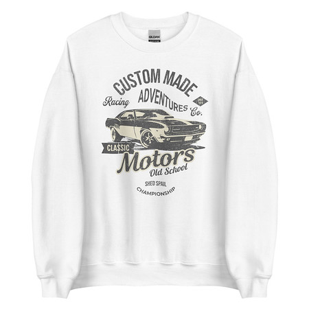 [ID: 145-G444] Custom Made Adventures Motors Old School Unisex Crew Neck Sweatshirt