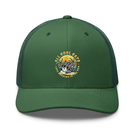[ID: 252-G43] All Cool Cats - Sunset Beach Retro Trucker Hat